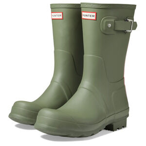 Hunter Original Short Waterproof Rain Boot Logo Backstrap Lichen Green Men's 9 M